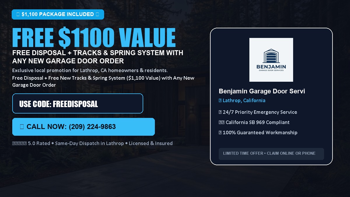 Free Disposal + Free New Tracks & Spring System with Any New Garage Door Order ($1100 Value) in Lathrop, CA